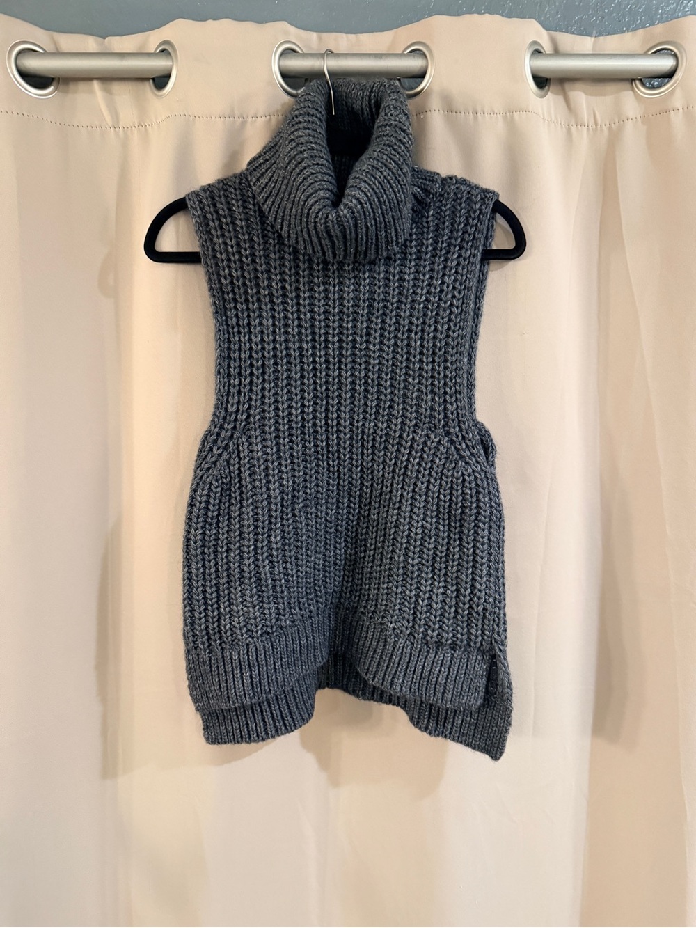 Birgitte Herskind Turtleneck Knit Sleeveless Sweater   - Charcoal Gray